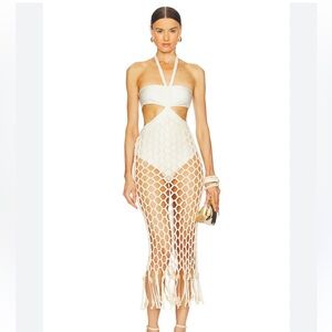 PatBo x Camila Coelho white gold beach dress